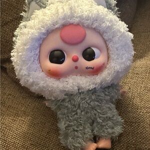 Fluffy Gray and Pink Stuffed Toy